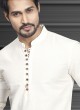 Men Light Cream Solid Short Kurta